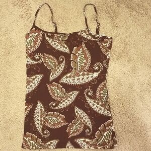 Loft maroon Leaf print spaghetti strap tank top